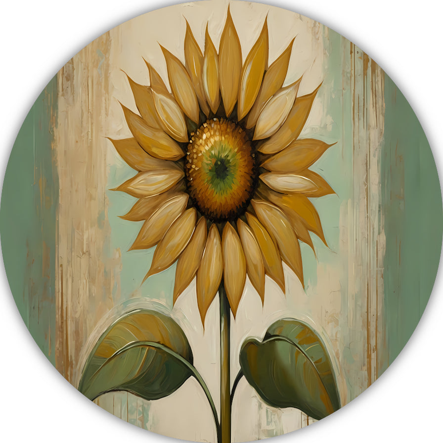 Zonnebloem schilderij met goud forex muurcirkel