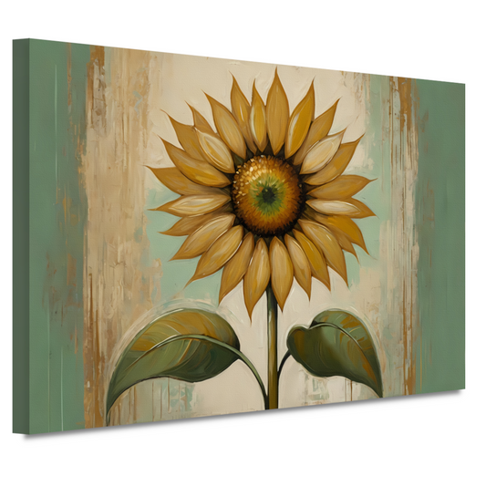 Zonnebloem schilderij met goud canvas