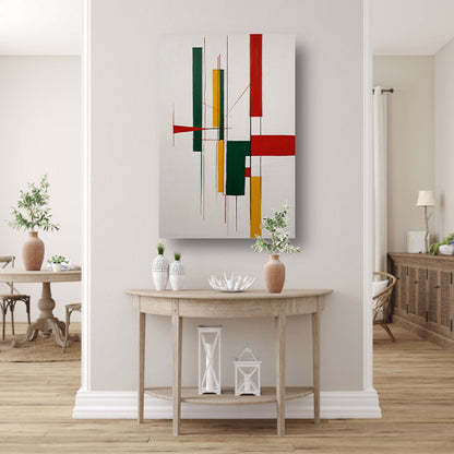 Dynamische Abstractie met Primaire Kleuren canvas