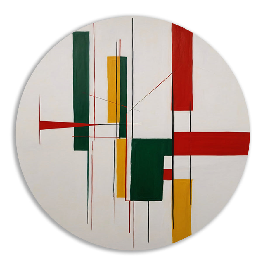 Dynamische Abstractie met Primaire Kleuren aluminium muurcirkel
