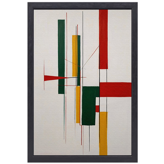 Dynamische Abstractie met Primaire Kleuren canvas met baklijst