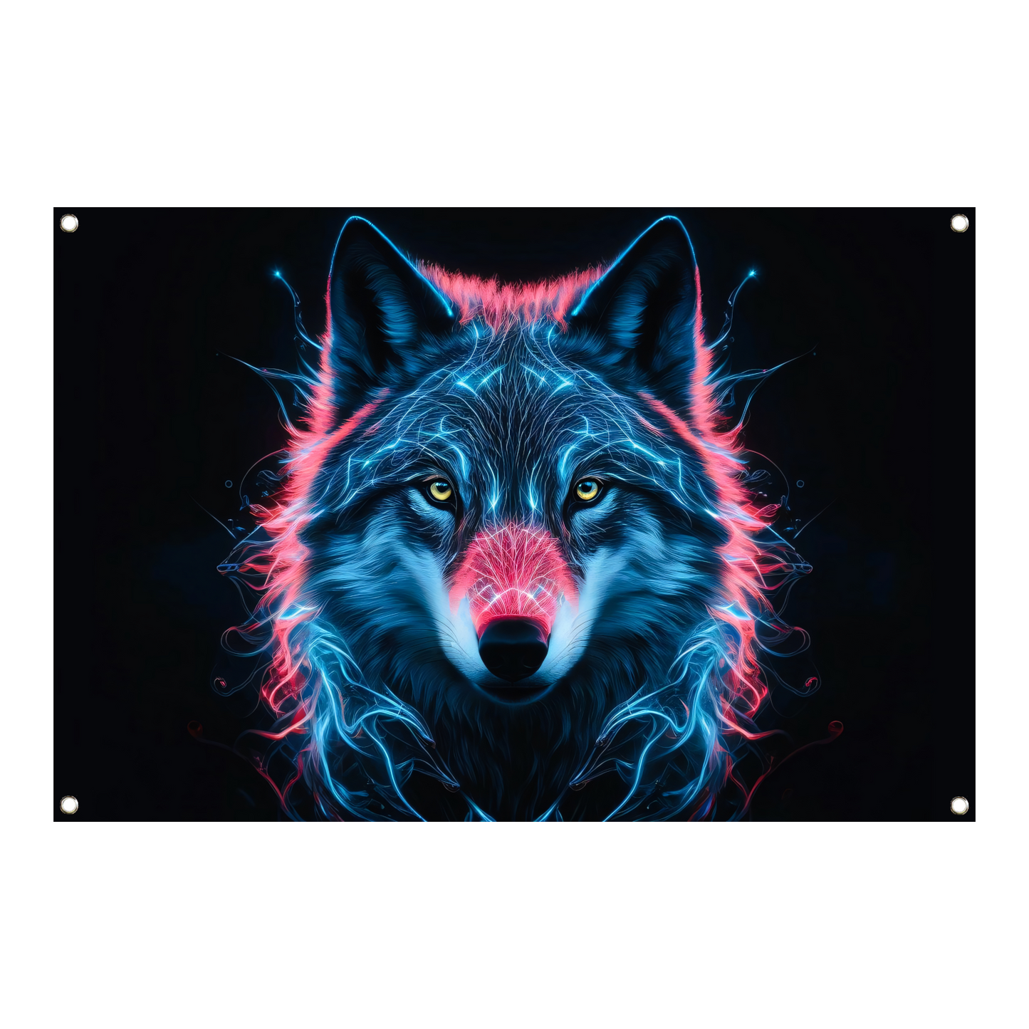 Bioluminescente wolf digitale kunst tuinposter