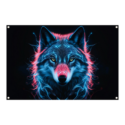 Bioluminescente wolf digitale kunst tuinposter