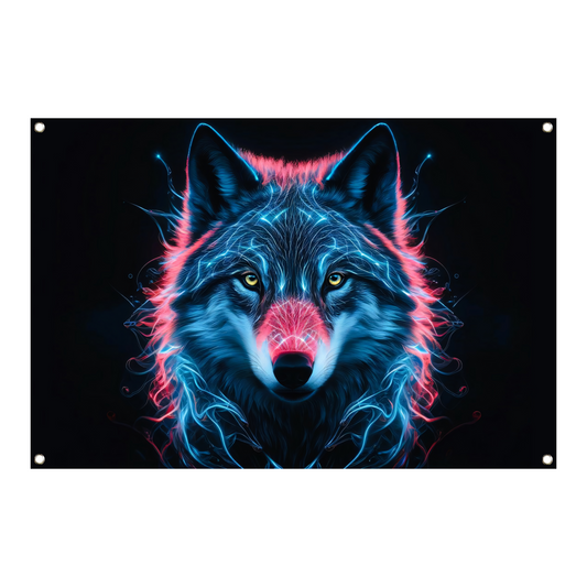 Bioluminescente wolf digitale kunst tuinposter