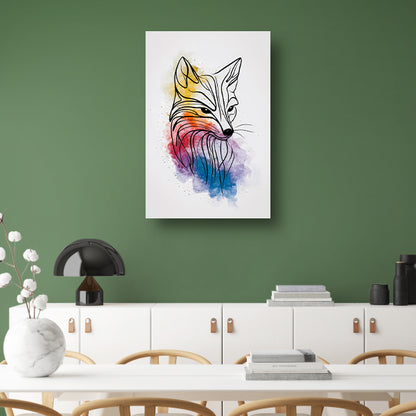 Abstracte Vos in Levendige Aquarelkleuren poster