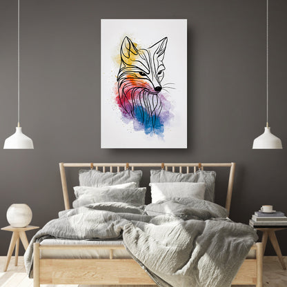 Abstracte Vos in Levendige Aquarelkleuren poster