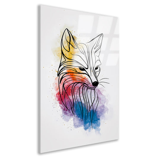 Abstracte Vos in Levendige Aquarelkleuren acrylglas