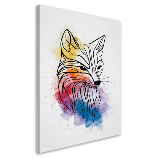 Abstracte Vos in Levendige Aquarelkleuren canvas
