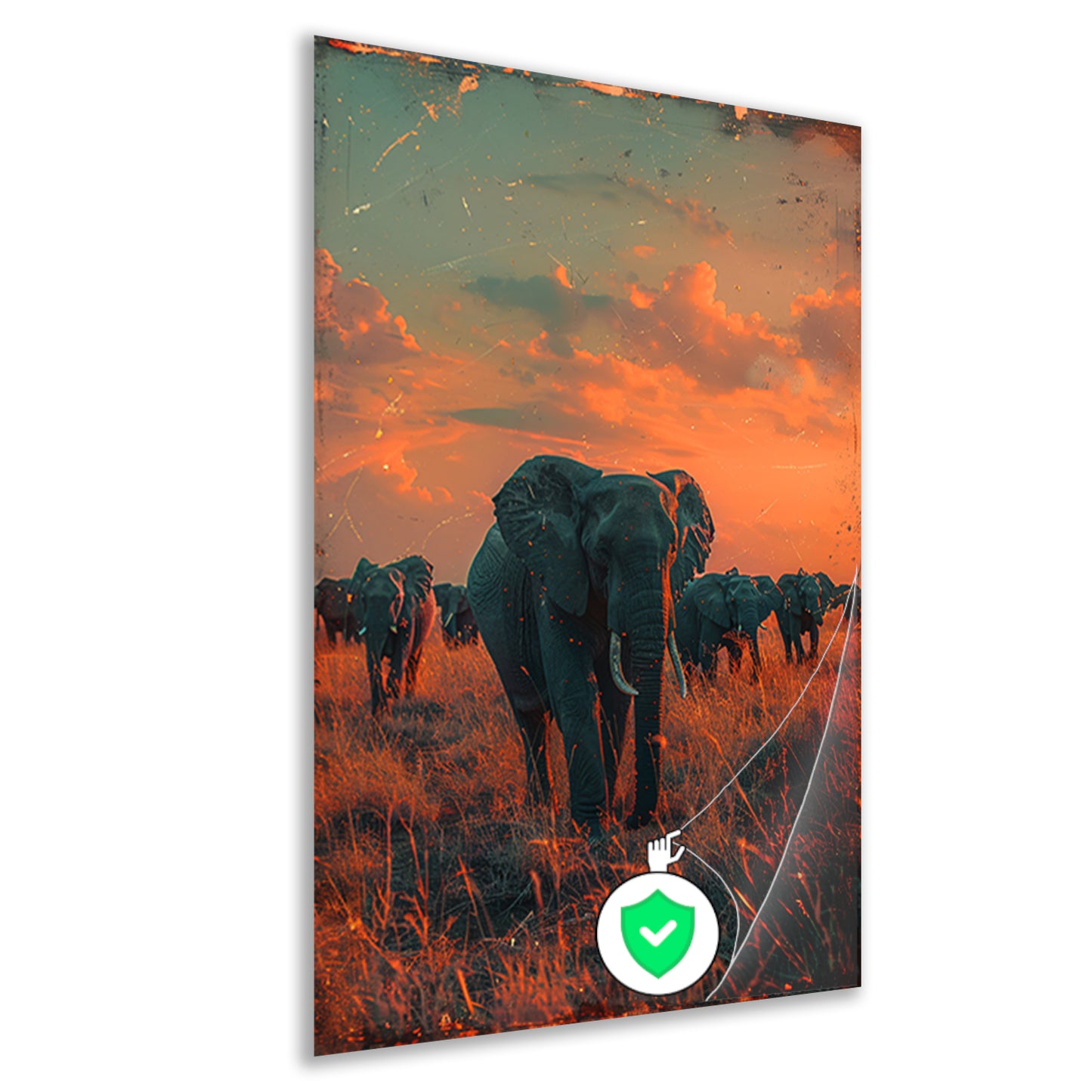 Olifantenkudde traverseert savanne poster