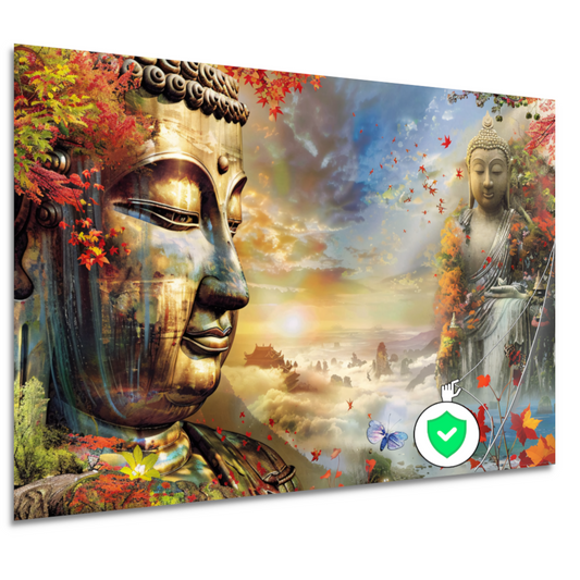 Boeddha in Herfstpracht met Vlinders poster