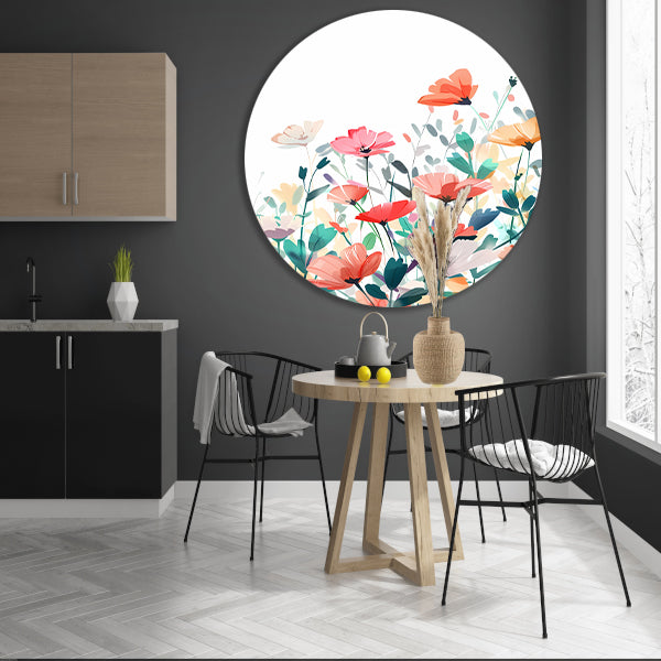 Digitale Print van Zachte Bloemenzee forex muurcirkel