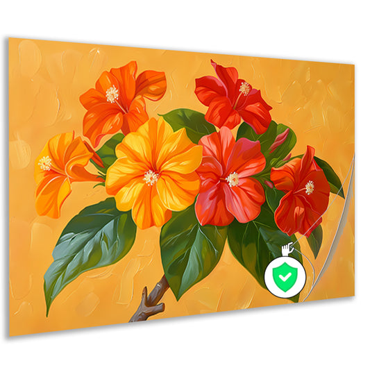 Kleurrijke bloemen en bladeren schilderij poster
