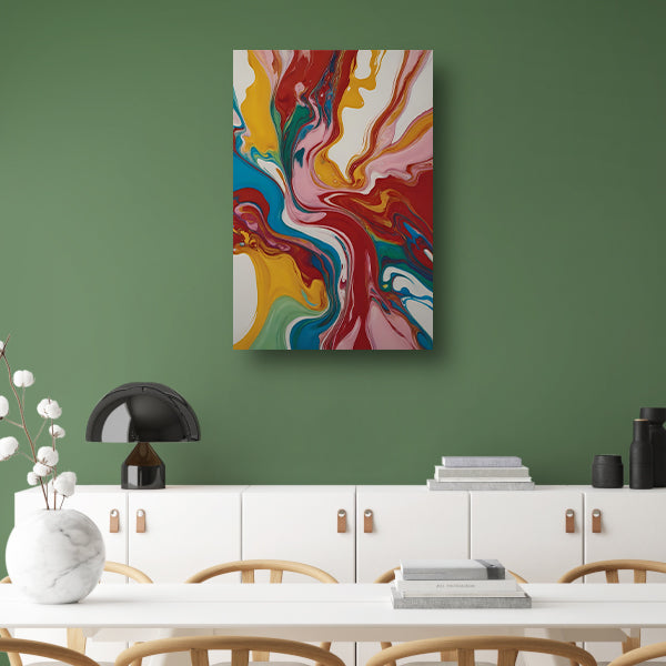 Explosie van kleur en abstracte beweging canvas met baklijst