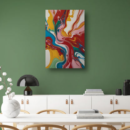 Explosie van kleur en abstracte beweging canvas met baklijst