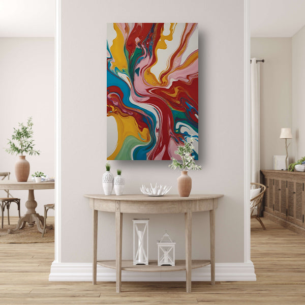 Explosie van kleur en abstracte beweging canvas met baklijst