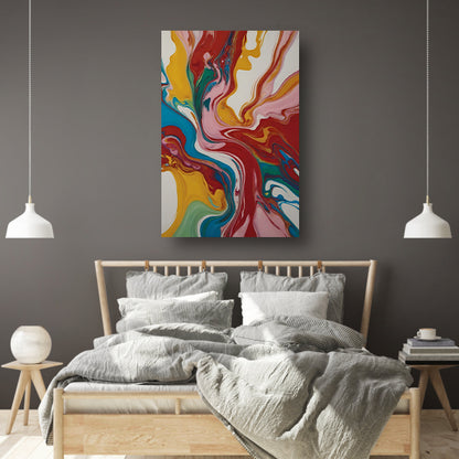Explosie van kleur en abstracte beweging canvas met baklijst