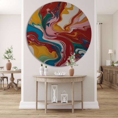 Explosie van kleur en abstracte beweging forex muurcirkel