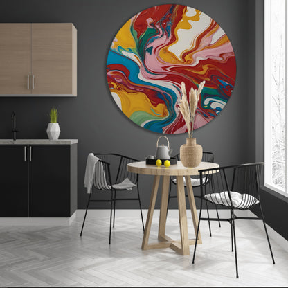 Explosie van kleur en abstracte beweging forex muurcirkel