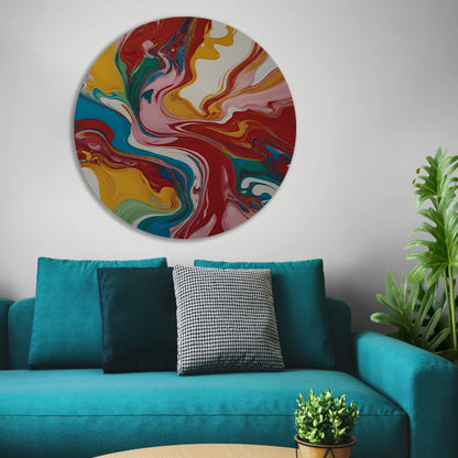 Explosie van kleur en abstracte beweging forex muurcirkel