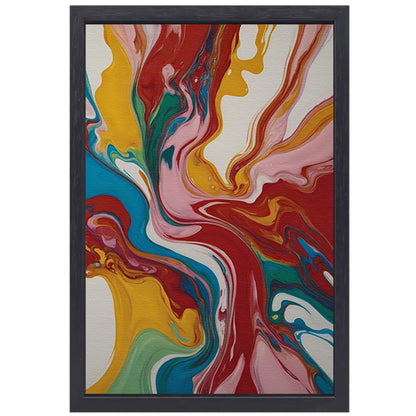 Explosie van kleur en abstracte beweging canvas met baklijst