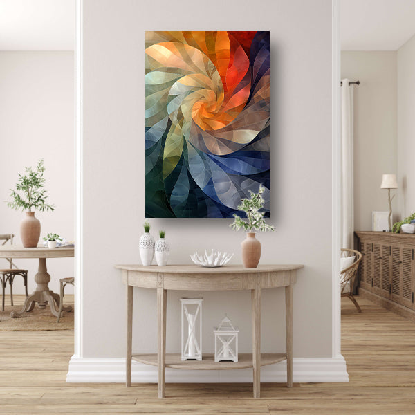 Abstract Kleurenspiraal in Levendige Tinten canvas met baklijst