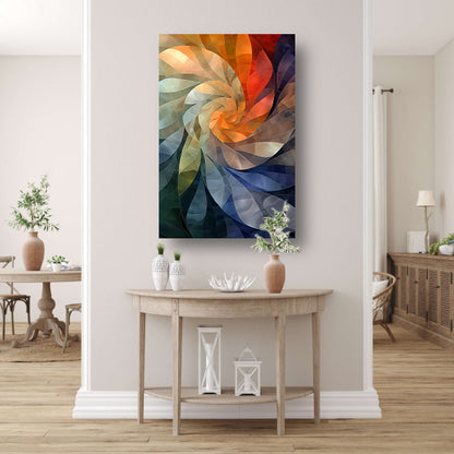 Abstract Kleurenspiraal in Levendige Tinten canvas met baklijst