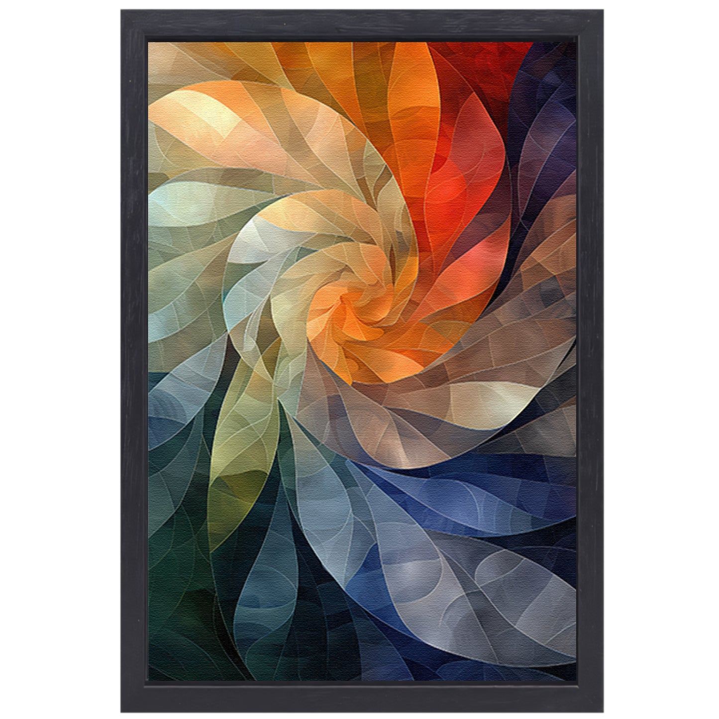 Abstract Kleurenspiraal in Levendige Tinten canvas met baklijst