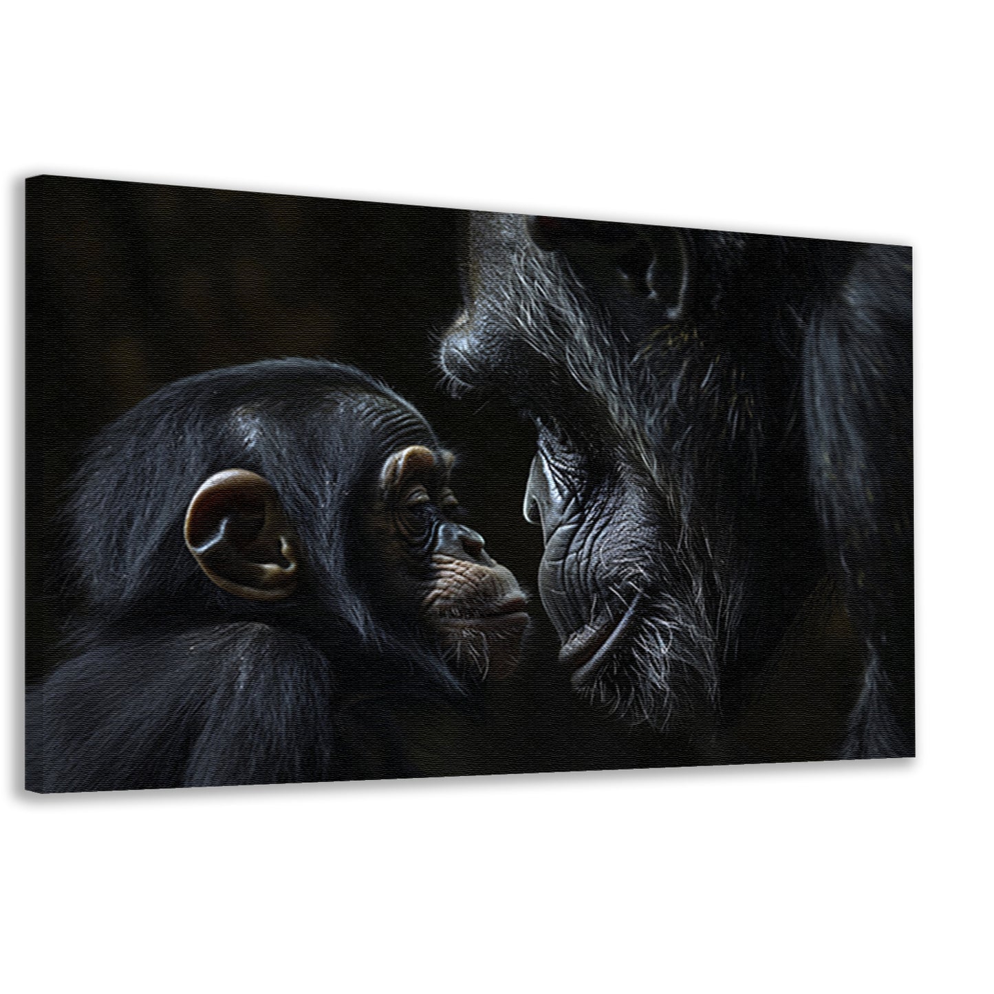 Intieme close-up van chimpansee en baby canvas