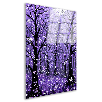 Betoverend paars bos met vlinders acrylglas