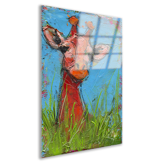 Kleurrijk abstract schilderij van een giraffe acrylglas