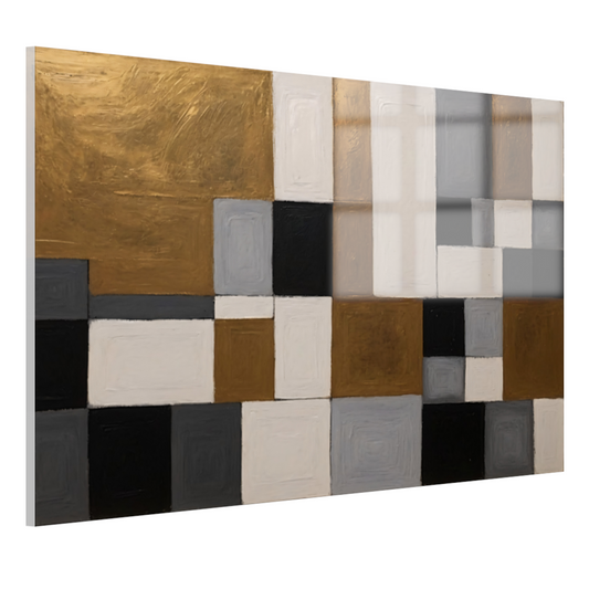 Goud en Grijs Abstracte Compositie acrylglas