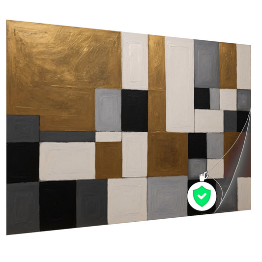 Goud en Grijs Abstracte Compositie poster