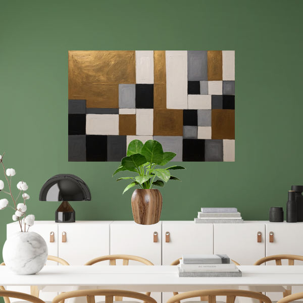 Goud en Grijs Abstracte Compositie poster