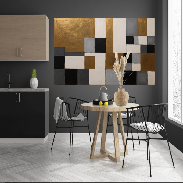 Goud en Grijs Abstracte Compositie poster