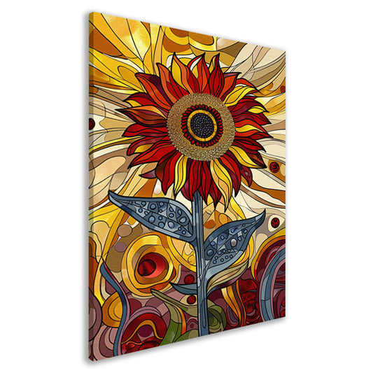 Kleurrijke digitale zonnebloem kunst schilderij canvas