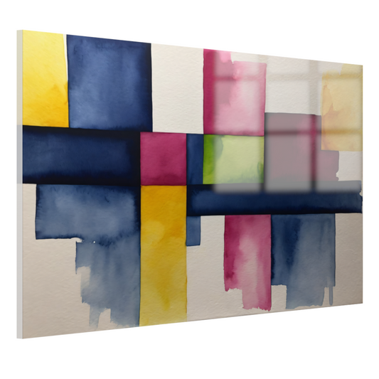 Geometrische Abstractie in Levendige Waterverf acrylglas
