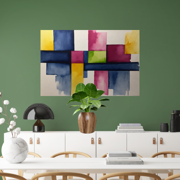 Geometrische Abstractie in Levendige Waterverf poster