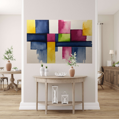 Geometrische Abstractie in Levendige Waterverf poster