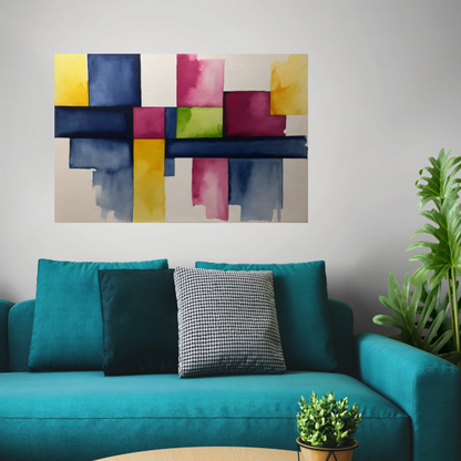 Geometrische Abstractie in Levendige Waterverf poster