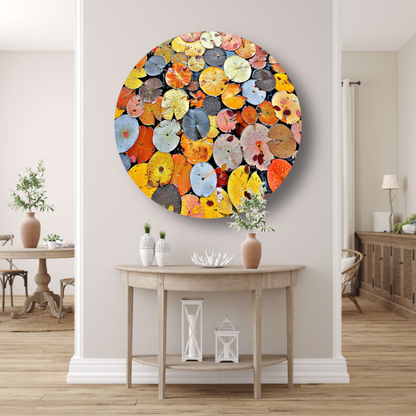 Impressionistische waterlelies aluminium muurcirkel