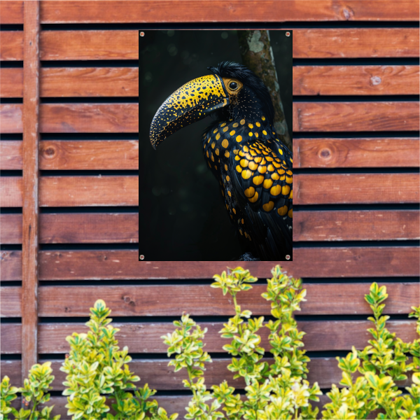 Toekan met gele stippen in de schaduw tuinposter
