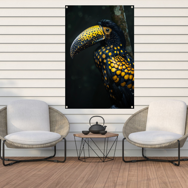 Toekan met gele stippen in de schaduw tuinposter