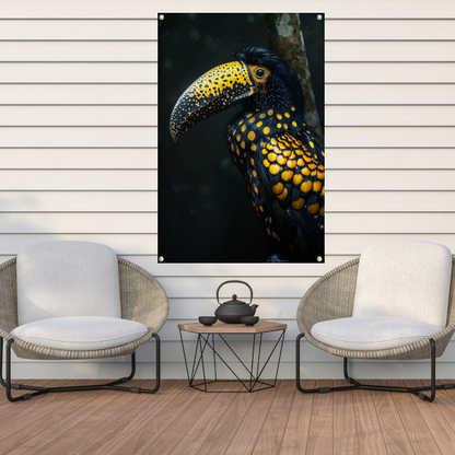 Toekan met gele stippen in de schaduw tuinposter