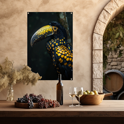 Toekan met gele stippen in de schaduw tuinposter