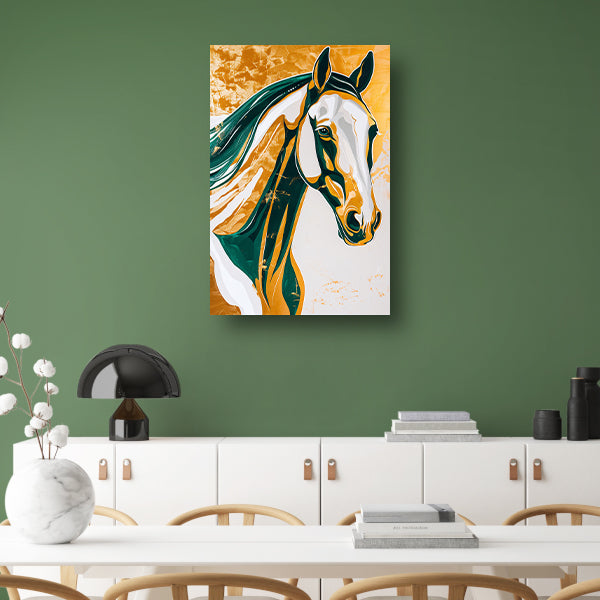 Abstract schilderij van een paard in kleuren acrylglas