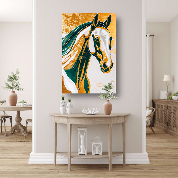 Abstract schilderij van een paard in kleuren acrylglas