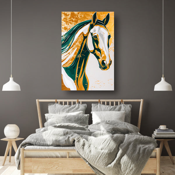 Abstract schilderij van een paard in kleuren acrylglas