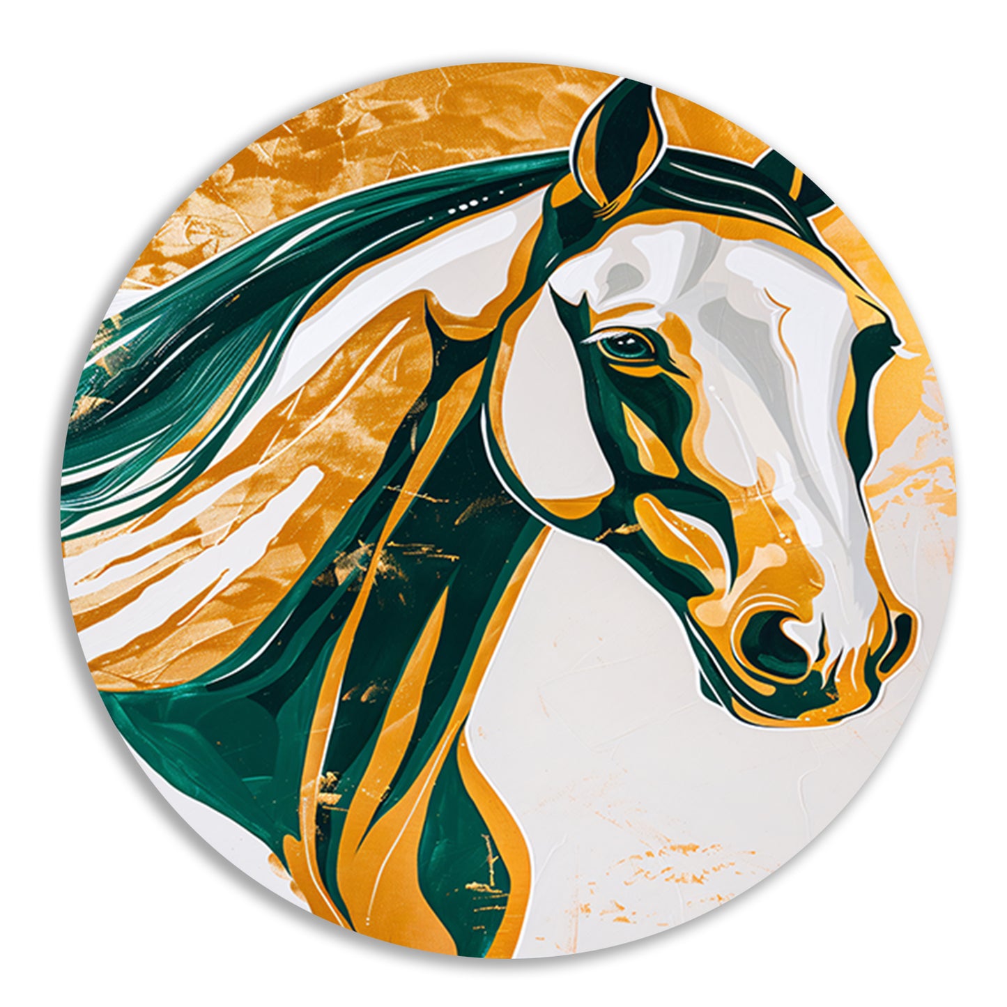 Abstract schilderij van een paard in kleuren forex muurcirkel