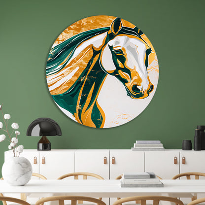 Abstract schilderij van een paard in kleuren forex muurcirkel