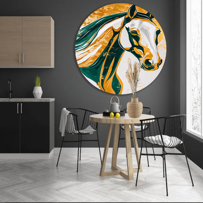 Abstract schilderij van een paard in kleuren forex muurcirkel
